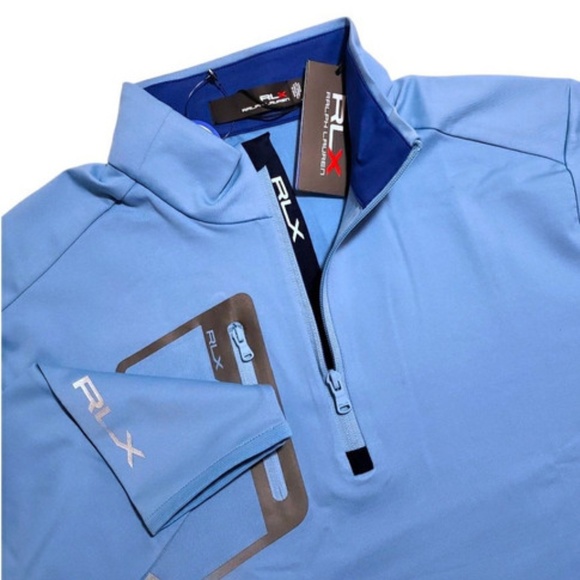 RLX Ralph Lauren Performance Quarter Zip Large Blue Wicking Long Sleeve Pullover